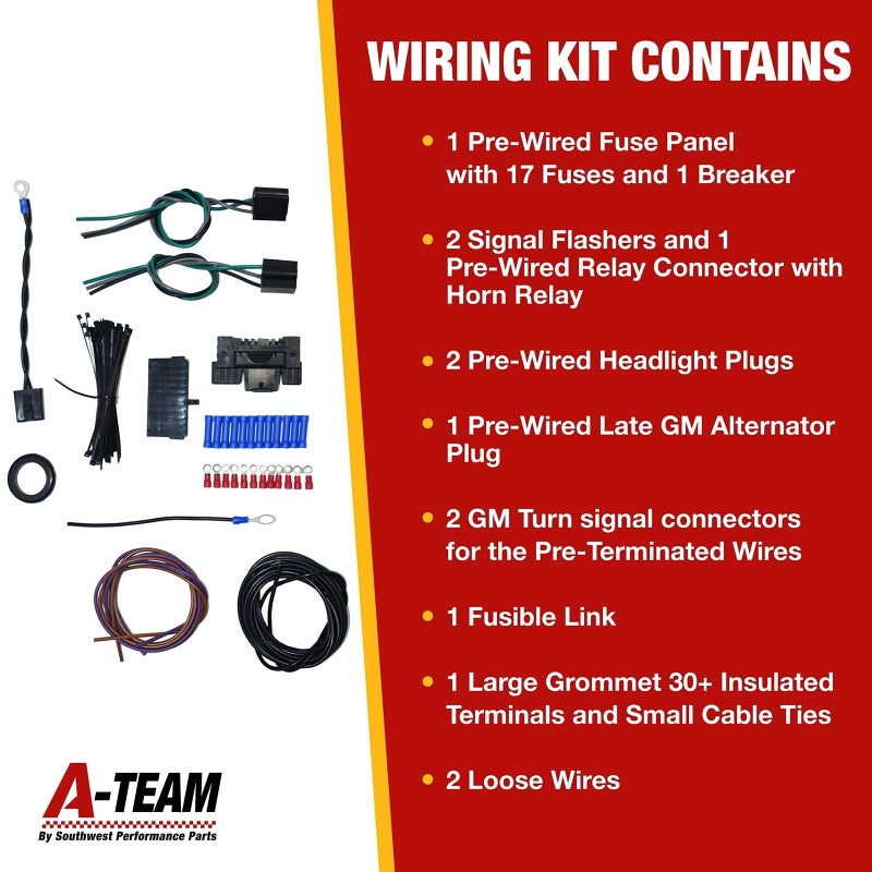 A-Team Performance 21 Standard Circuit Universal Automotive Wire Harness Kit - Fuse Panel & Relay Tester - Light Wiring Kit & LED Harness - Muscle Car & Hot Rod - PVC & GM Turn Signal Connector - Image 5